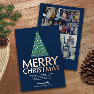 Carte De Vœux En Aluminium 12 Photo - Gros Joyeux Noël - Arbre Ornements