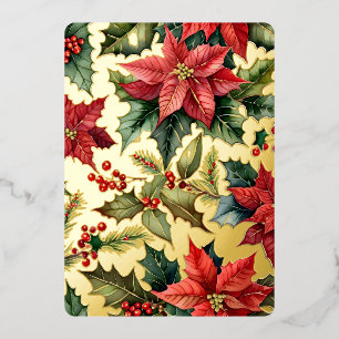 Carte De Vœux En Aluminium 1 grande photo verticale Poinsetti Or