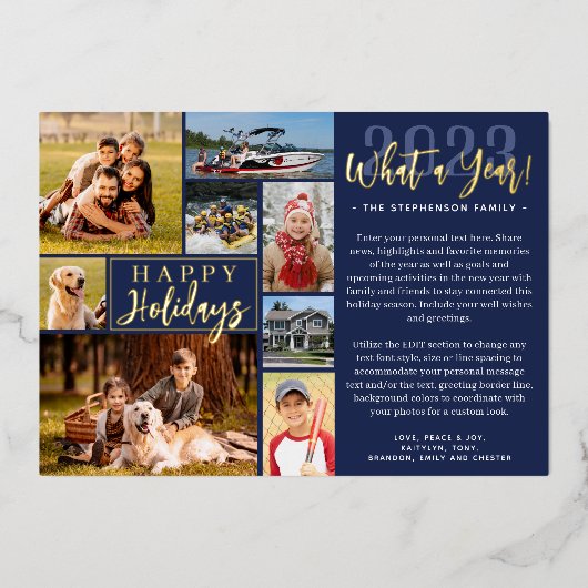 Carte De Vœux En Aluminium 2023 Collage Photo de l'année Calendrier 2024 (Recto)