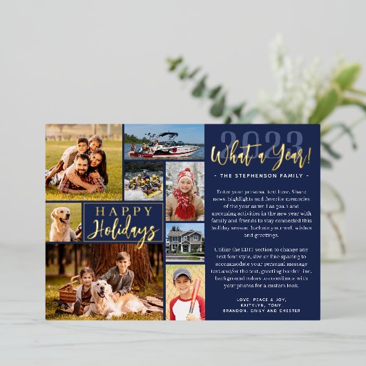 Carte De Vœux En Aluminium 2023 Collage Photo de l'année Calendrier 2024 (Debout devant)