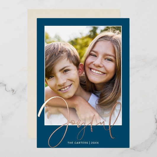 Carte De Vœux En Aluminium 2024 CHRISTMAS PHOTO fun script or joyeux marine (Recto/Verso)