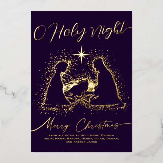 Carte De Vœux En Aluminium 2026 Religious Nativité Manger O Holy Night Script (Recto)