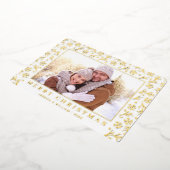 Carte De Vœux En Aluminium 2 Photo Elegant Noël Foliage Or (Rotation)