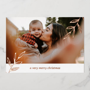 Carte De Vœux En Aluminium 2 Photo Foil Folithe Simple Famille Noël