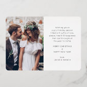 Carte De Vœux En Aluminium 2 Photo Jeunes mariés 1er Noël de mariage Script (Verso)