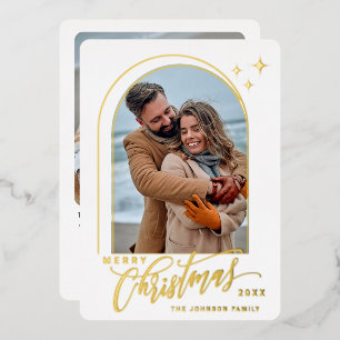 Carte De Vœux En Aluminium 2 PHOTO Simply Elegant Sparkle Christmas Gold