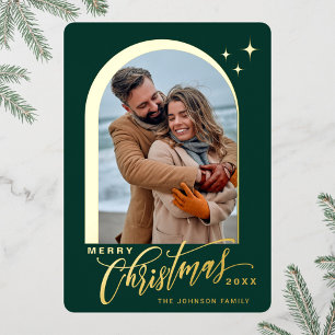 Carte De Vœux En Aluminium 2 PHOTO Simply Elegant Sparkle Christmas Gold