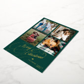 Carte De Vœux En Aluminium 4 photo collage Joyeux Noël élégant script (Rotation)