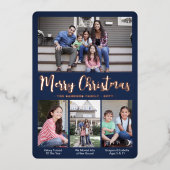 Carte De Vœux En Aluminium 4 Photo Dark Green Joyeux Noël Script moderne (Recto)