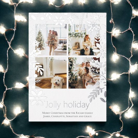 Carte De Vœux En Aluminium 4 Photo Jolly Holiday Fleur de Noël Nordique