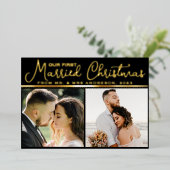 Carte De Vœux En Aluminium 4 Photo Nouveaux mariés 1er Script de Noël Marié (Debout devant)