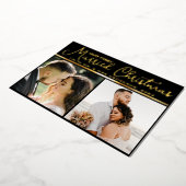 Carte De Vœux En Aluminium 4 Photo Nouveaux mariés 1er Script de Noël Marié (Rotation)