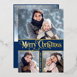 Carte De Vœux En Aluminium 4 PHOTO Simply Elegant Sparkle Christmas Gold