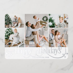 Carte De Vœux En Aluminium 5 PHOTO Sparking Joyeux Noël Argent