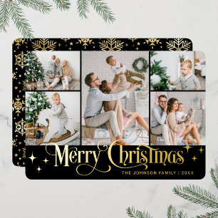 Carte De Vœux En Aluminium 5 PHOTO Sparking Joyeux or de Noël