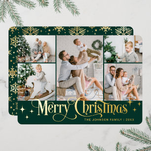 Carte De Vœux En Aluminium 5 PHOTO Sparking Joyeux or de Noël