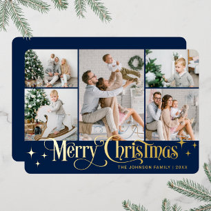 Carte De Vœux En Aluminium 5 PHOTO Sparking Joyeux or de Noël