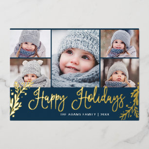 Carte De Vœux En Aluminium 5 PHOTO Sparkle Noël Salutation or