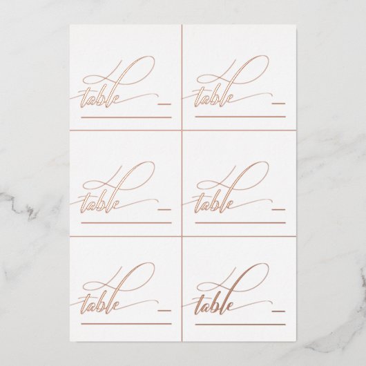 Carte De Vœux En Aluminium 6 do-it-yourself Rose Gold Foil Calligraphie Plaqu (Recto)