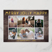 Carte De Vœux En Aluminium 6 Photo Collage Bois Joyeux Jolly Joyeux Noël (Recto)