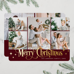 Carte De Vœux En Aluminium 7 PHOTO Sparking Joyeux or de Noël