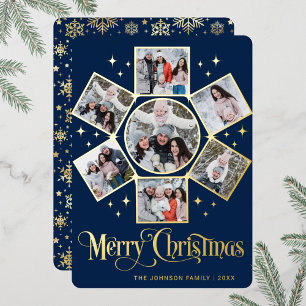Carte De Vœux En Aluminium 7 PHOTO Sparkle Joyeux voeux de Noël Or