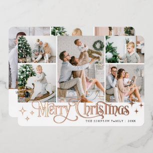 Carte De Vœux En Aluminium 8 PHOTO Sparkel Joyeux Rose de Noël Or
