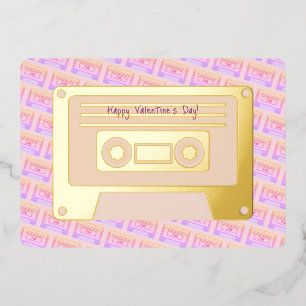 Carte De Vœux En Aluminium 90s Y2k Cassette rose joyeux Valentines Jour Or