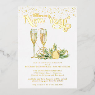 Carte De Vœux En Aluminium À la nouvelle année Champagne pétillant
