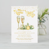 Carte De Vœux En Aluminium À la nouvelle année | Champagne pétillant (Debout devant)