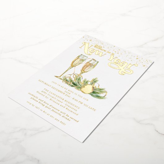 Carte De Vœux En Aluminium À la nouvelle année | Champagne pétillant (Rotation)