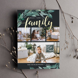 Carte De Vœux En Aluminium Abondance en hiver   Photo Collage Gold