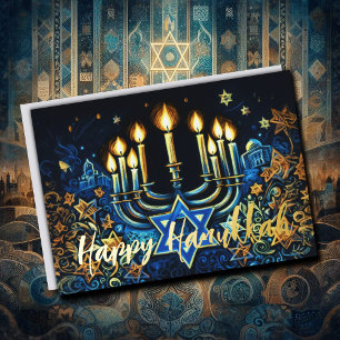 Carte De Vœux En Aluminium Abstraite Menorah Happy Hanoukka