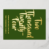 Carte De Vœux En Aluminium Acclamations vertes pour 2024, ruban rouge (Recto)