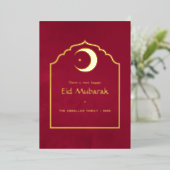Carte De Vœux En Aluminium Aïd Moubarak Marsala Rouge et or (Debout devant)