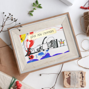 Carte De Vœux En Aluminium Ajouter le dessin de votre enfant et la photo pers