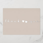 Carte De Vœux En Aluminium Ajouter photo Script moderne Rustique Taupe Merci (Recto)