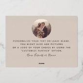 Carte De Vœux En Aluminium Ajouter photo Script moderne Rustique Taupe Merci (Verso)