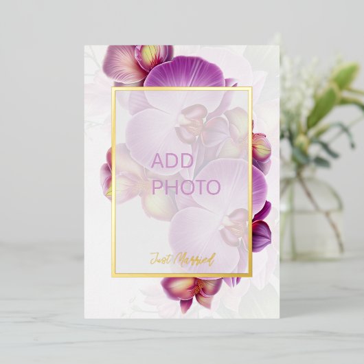 Carte De Vœux En Aluminium Ajouter Photos Mariage Just Married Faire-part car (Debout devant)