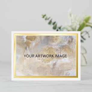 Carte De Vœux En Aluminium Ajouter une image d'art Gold Metallic Foil Bordure