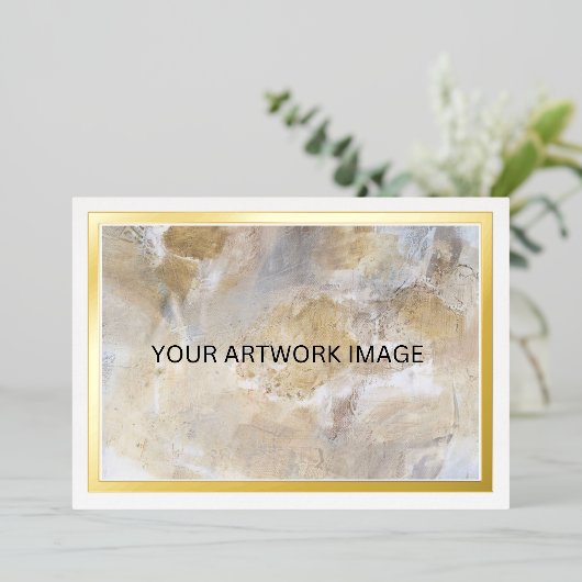 Carte De Vœux En Aluminium Ajouter une image d'art Gold Metallic Foil Bordure (Debout devant)
