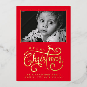 Carte De Vœux En Aluminium AJOUTER VOTRE PHOTO   Joyeux rennes de Noël