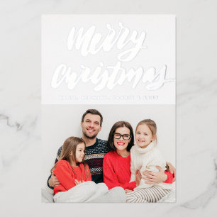 Carte De Vœux En Aluminium  AJOUTEZ VOTRE PHOTO   Joyeux Noël Foil Holiday Ca
