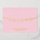 Carte De Vœux En Aluminium Ami mignon bracelet d'amitié rose Valentine (Recto)