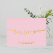 Carte De Vœux En Aluminium Ami mignon bracelet d'amitié rose Valentine (Debout devant)