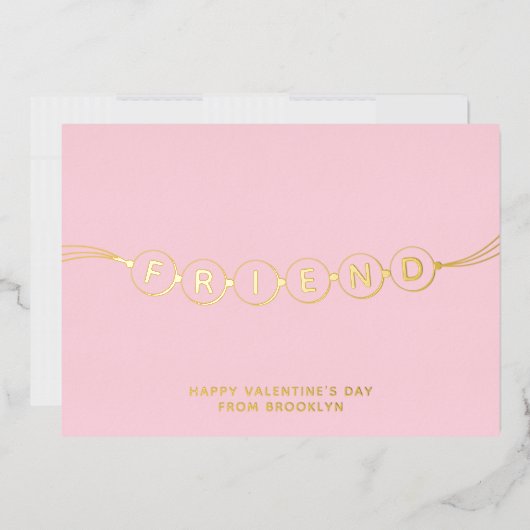 Carte De Vœux En Aluminium Ami mignon bracelet d'amitié rose Valentine (Enveloppe)