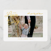 Carte De Vœux En Aluminium Amour & Joie Moderne Minimal QR Code Message vidéo (Recto)