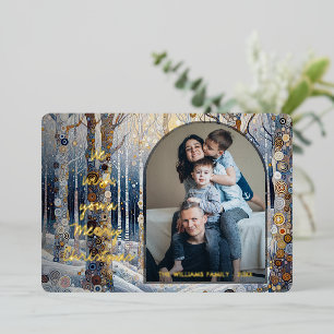 Carte De Vœux En Aluminium Amusant coloré Abstrait hiver Wonderland Art Gold