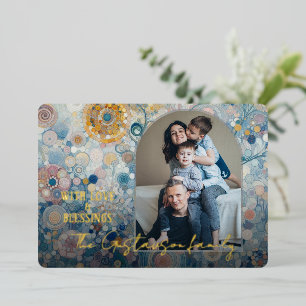 Carte De Vœux En Aluminium Amusant coloré Abstrait hiver Wonderland Art Gold