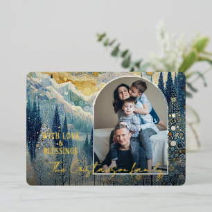 Carte De Vœux En Aluminium Amusant coloré Abstrait hiver Wonderland Art Gold